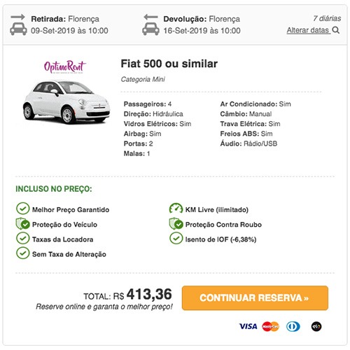 Preço do aluguel de carro na Itália - Florença © RentCars