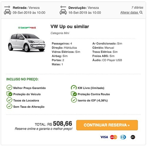 Preço do aluguel de carro na Itália - Veneza © RentCars