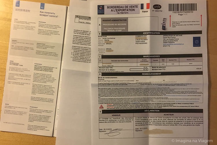 Tax Free Paris - Como fazer o détaxe na França © Imagina na Viagem